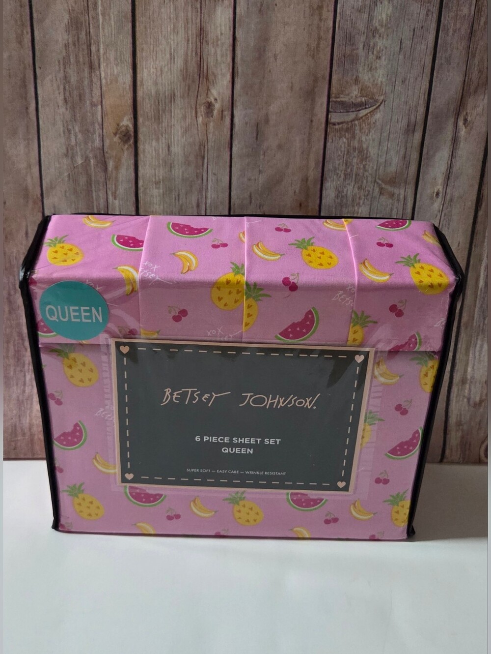 Betsey Johnson Fruit Print Queen 6-Piece Sheet Set NIP